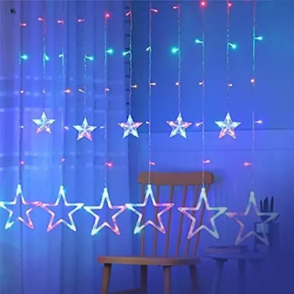 Star Moon String Lights Moon Star Curtain Style Led Decor Light Lights For Home Decoration Twinkle Fairy Light for Backyard Festivals (RGB)