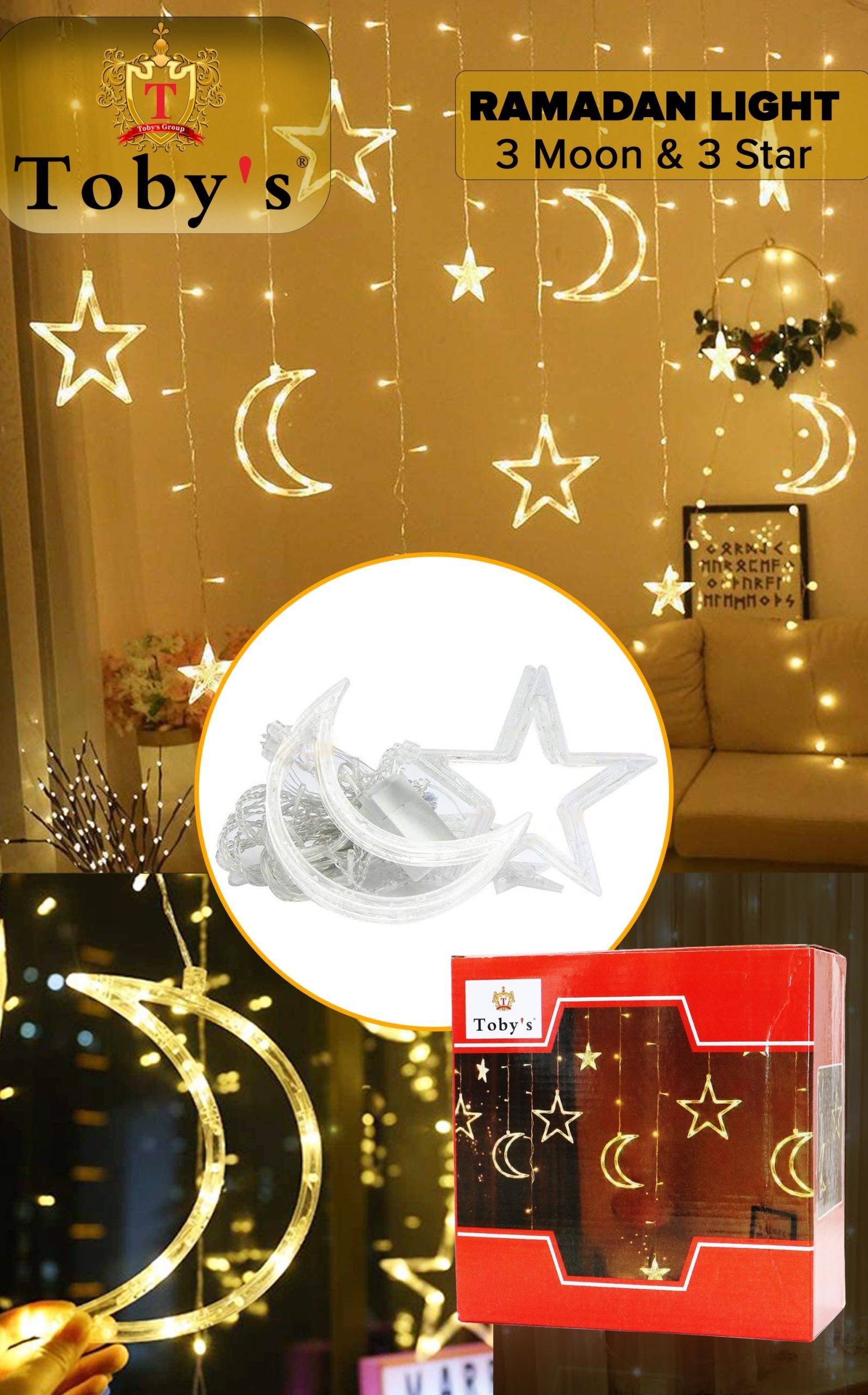 Toby’s Happy Moon Ramadan Moon Star Curtain Style Led Decor Light