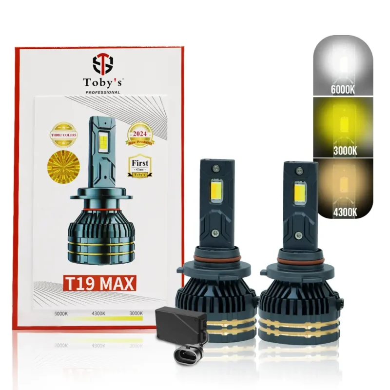 New T19 Max LED 9006 Headlight 65Watts Bulbs 3 Color Changing Light (6000K Diamond White, 3000K Golden Yellow, 4300K Warm White) for High Beam, Low Beam, or Fog Light