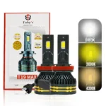 New T19 Max LED H4 Headlight 65Watts Bulbs 3 Color Changing Light (6000K Diamond White, 3000K Golden Yellow, 4300K Warm White) for High Beam, Low Beam, or Fog Light