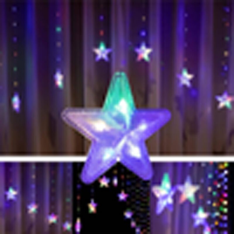 Toby’s New Star Curtain Lights for Bedroom -12 Stars 138 RGB LED Window Lights with 8 Lighting Modes Fairy Twinkle Lights Connectable Waterproof Ramadan Decoration (RGB)