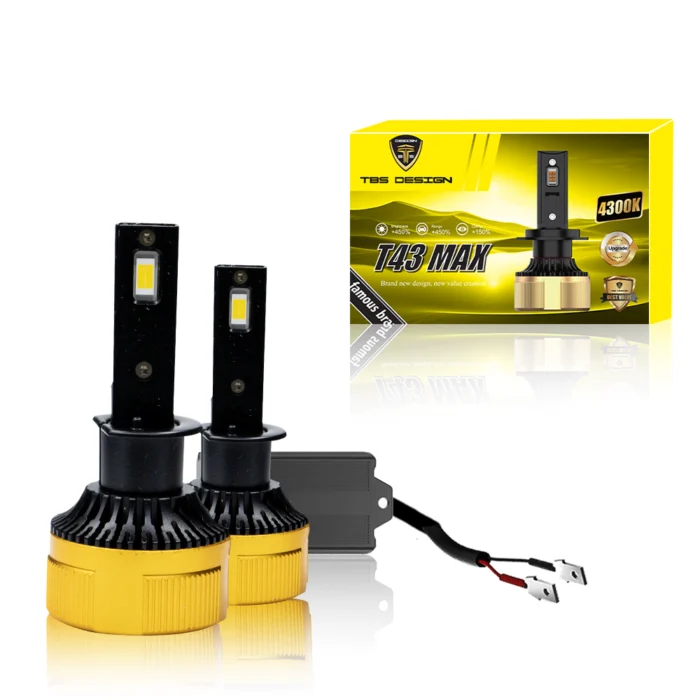 Toby’s T43 MAX H1 LED Headlights 80W Per Bulb with 8000LM 4300K Natural White Color Long-Lasting LED Upgrade Waterproof, Easy Fit Superior Brightness and Safe Night Driving