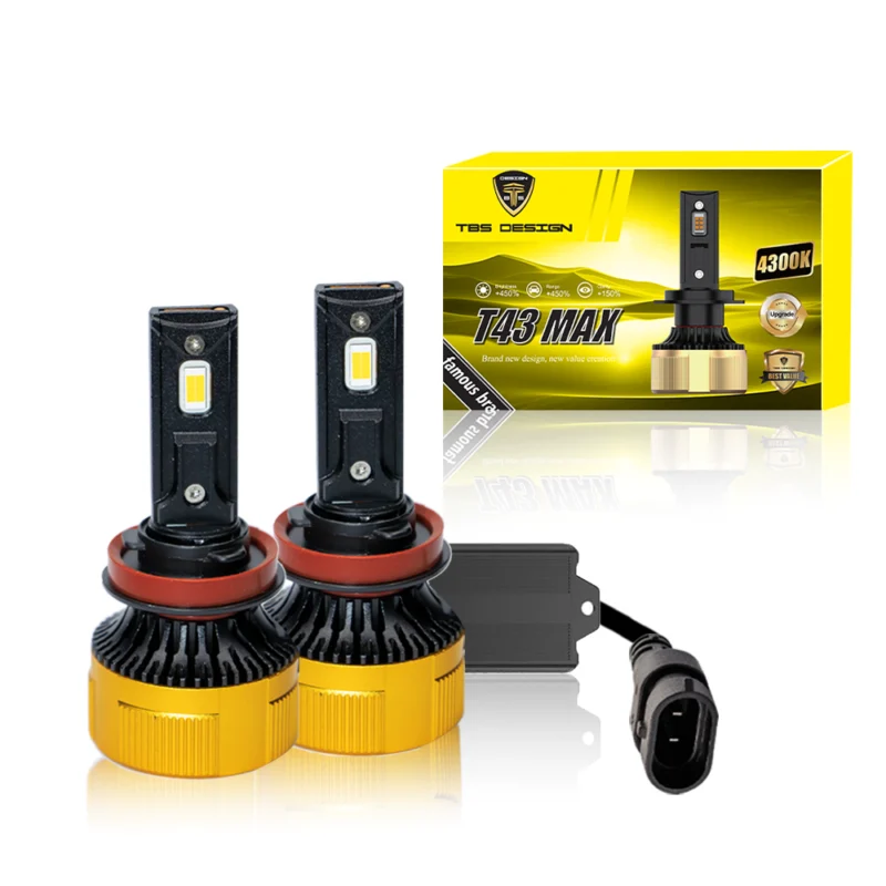 Toby’s T43 MAX H11 LED Headlights 80W Per Bulb with 8000LM 4300K Natural White Color Long-Lasting LED Upgrade Waterproof, Easy Fit Superior Brightness and Safe Night Driving