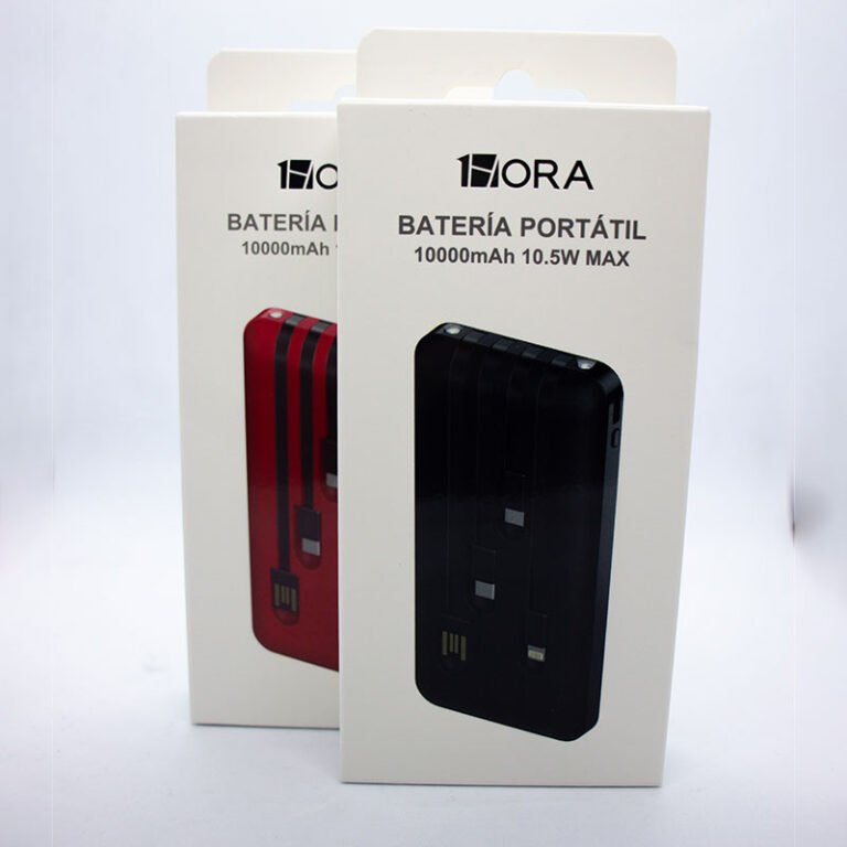 Power Bank 10000 mah Cinco en uno, con cables de carga USB, Micro USB / V8, Tipo C e IP