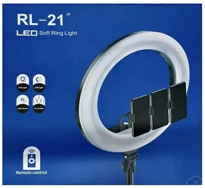 حامل ثلاثي القوائم لإضاءة حلقية LED ناعمة مقاس RL21 بوصة مع جهاز تحكم عن بعد RL21 Inch Ring Light Tripod LED Soft Ring Light with Remote Control